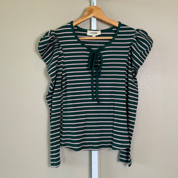 Anthropologie Porridge Puff-Sleeve Tie-Front Top - Picture 11 of 16